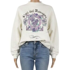 Vintage One Way Street Sweatshirt Mens OSFA Fiori del Romanzo Mock Neck Floral